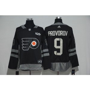 NHL Flyers 9 Ivan Provorov Black 100th Anniversary Season Men Jersey NHL Flyers 9 Ivan Provorov Black 100th Anniversary Season Men Jersey