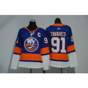 NHL Islanders 91 John Tavares Blue Adidas Women Jersey