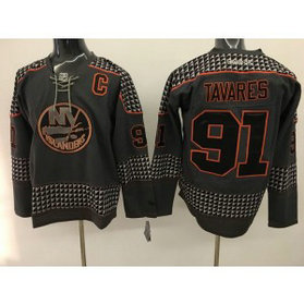 NHL Islanders 91 John Tavares Dark Grey Reebok Men Jersey