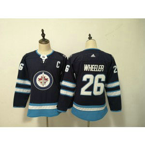 NHL Jets 26 Blake Wheeler Navy Adidas Women Jersey