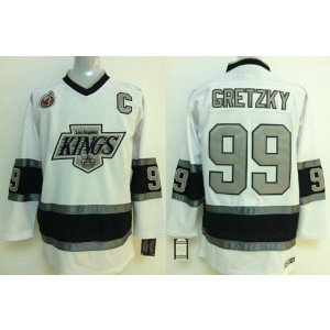 NHL Kings 99 Wayne Gretzky White With C Patch Men Jersey