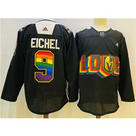 NHL Knights 9 Jack Eichel 2022 Black Pride Night Adidas Men Jersey