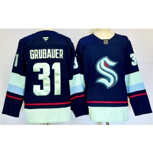 NHL Kraken 31 Grubauer Navy 2024 New Fanatics Men Jersey