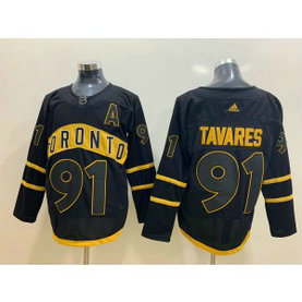 NHL Leafs 91 John Tavares Black Adidas Men Jersey