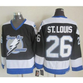 NHL Lightning 26 Martin St. Louis Black CCM Throwback Men Jersey