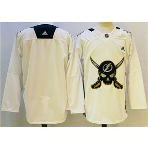 NHL Lightning Blank White 2023 Retro Adidas Men Jersey