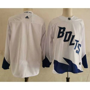 NHL Lightning Blank White Adidas Men Jersey