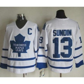 NHL Maple Leafs 13 Mats Sundin White CCM Throwback Men Jersey