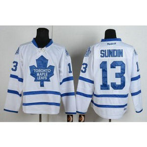 NHL Maple Leafs 13 Mats Sundin White Road Men Jersey