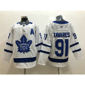 NHL Maple Leafs 91 John Tavares Adidas White Men Jersey