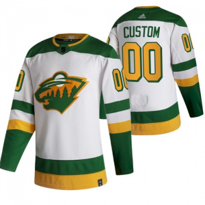 NHL Minnesota Wild Customized 2021 Reverse Retro White Adidas Men Jersey