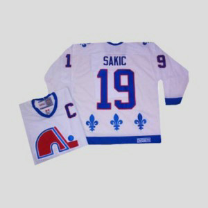 NHL Nordiques 19 Joe Sakic White CCM Throwback Men Jersey