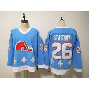 NHL Nordiques 26 Peter Stastny Light Blue Men Jersey