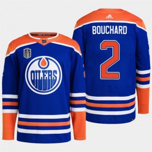 NHL Oilers 2 Evan Bouchard Royal 2024 Stanley Cup Final Patch Adidas Men Jersey