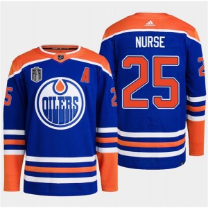 NHL Oilers 25 Darnell Nurse Royal 2024 Stanley Cup Final Patch Adidas Men Jersey