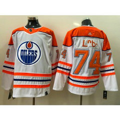 NHL Oilers 74 Ethan Bear White Adidas Men Jersey