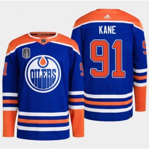 NHL Oilers 91 Evander Kane Royal 2024 Stanley Cup Final Patch Adidas Men Jersey