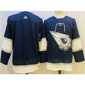 NHL Oilers Blank Navy White Adidas Men Jersey