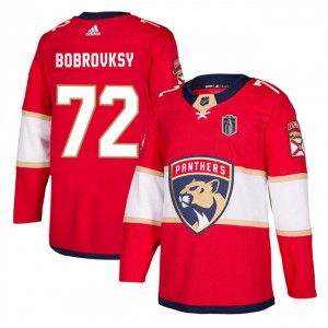 NHL Panthers 72 Sergei Bobrovsky Red 2024 Stanley Cup Final Patch Adidas Men Jersey