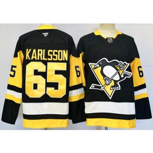 NHL Penguins 65 Erik Karlsson Black 2024 New Fanatics Men Jersey