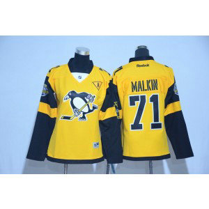 NHL Penguins 71 Evgeni Malkin Yellow 2017 Stadium Series Reebok Women Jersey