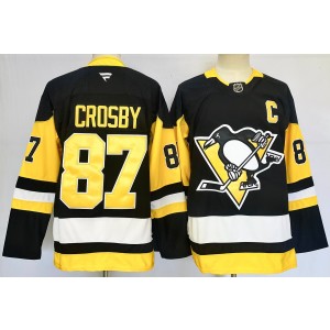 NHL Penguins 87 Sidney Crosby Black 2024 New Fanatics Men Jersey