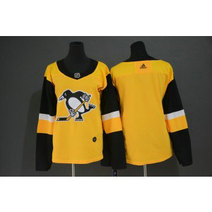 NHL Penguins Blank Yellow Alternate Adidas Women Jersey