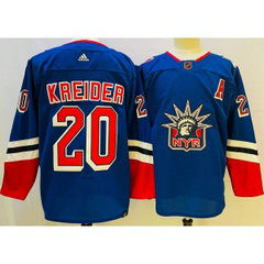 NHL Rangers 20 Chris Kreider Blue 2022-23 Retro Adidas Men Jersey