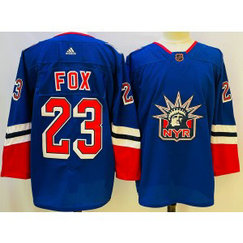 NHL Rangers 23 Adam Fox Blue 2022-23 Retro Adidas Men Jersey