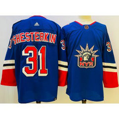 NHL Rangers 31 Igor Shesterkin Blue 2022-23 Retro Adidas Men Jersey