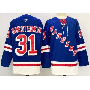 NHL Rangers 31 Igor Shesterkin Blue 2024 New Fanatics Men Jersey