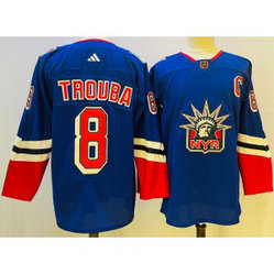 NHL Rangers 8 Trouba Blue 2022-23 Retro Adidas Men Jersey