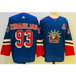 NHL Rangers 93 Mika Zibanejad Blue 2022-23 Retro Adidas Men Jersey