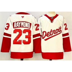 NHL Red Wings 23 Lucas Raymond White Red 2024-25 New Men Jersey