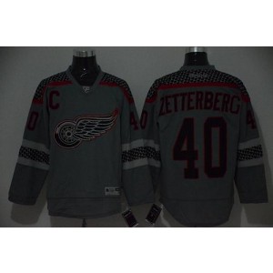 NHL Red Wings 40 Henrik Zetterberg Charcoal Cross Check Fashion Men Jersey