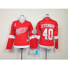 NHL Red Wings 40 Henrik Zetterberg Red Home Women Jersey