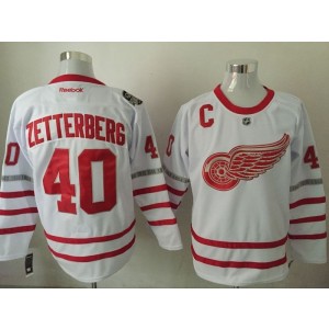 NHL Red Wings 40 Henrik Zetterberg White 100th Anniversary Reebok Men Jersey