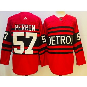 NHL Red Wings 57 Perron Red 2022-23 Retro Adidas Men Jersey NHL Red Wings 57 Perron Red 2022-23 Retro Adidas Men Jersey