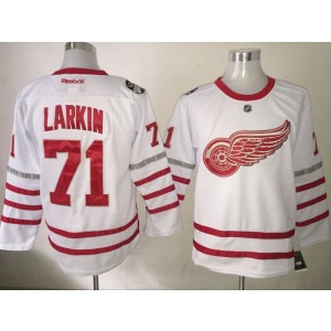NHL Red Wings 71 Dylan Larkin White 100th Anniversary Reebok Men Jersey