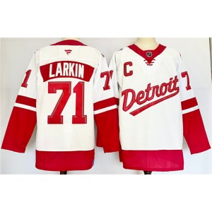 NHL Red Wings 71 Dylan Larkin White Red 2024-25 New Men Jersey With C Patch