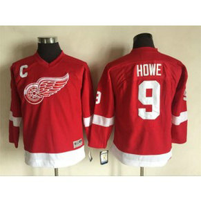 NHL Red Wings 9 Gordie Howe Red Winter Classic CCM Throwback Youth Jersey