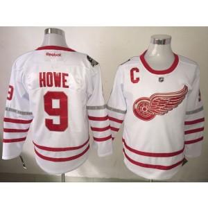 NHL Red Wings 9 Gordie Howe White 100th Anniversary Reebok Men Jersey