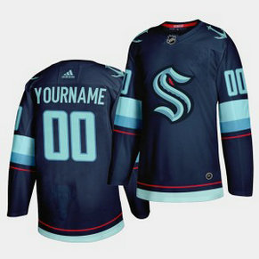 NHL Seattle Kraken Primary Logo Navy Customized Men Jersey
