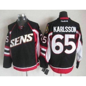 NHL Senators 65 Erik Karlsson Black Throwback Men Jersey
