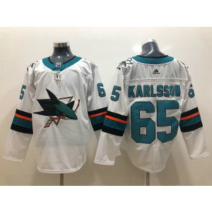 NHL Sharks 65 Erik Karlsson White Adidas Men Jersey
