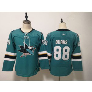NHL Sharks 88 Brent Burns Teal Adidas Youth Jersey