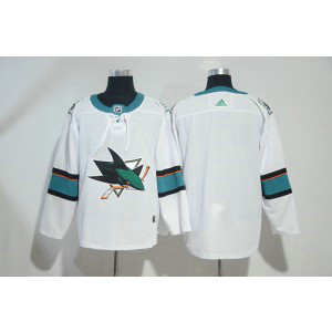 NHL Sharks Blank White Adidas Men Jersey