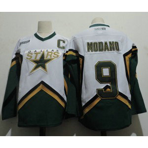 NHL Stars 9 Mike Modano White CCM Throwback Men Jersey