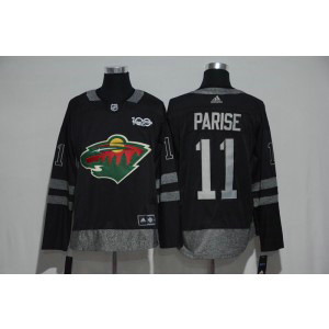 NHL Wild 11 Zach Parise Black 100th Anniversary Season Men Jersey