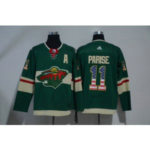NHL Wild 11 Zach Parise Green USA Flag Adidas Men Jersey
